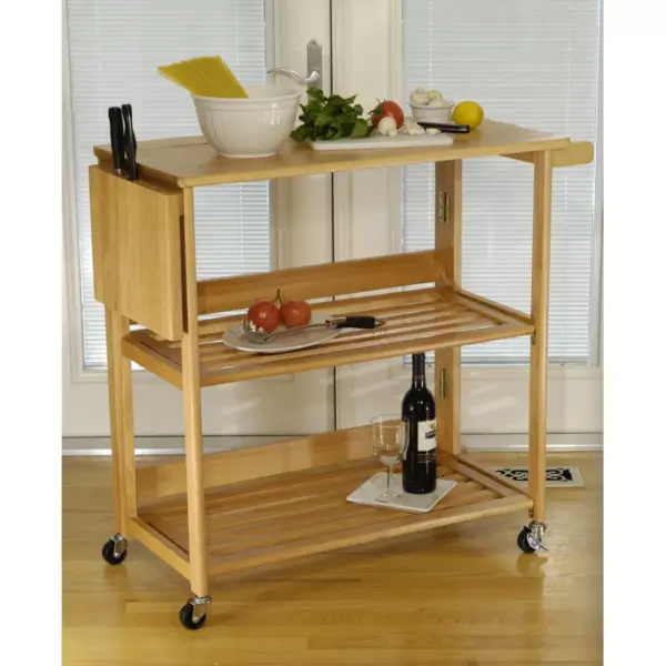 Foldable Cart Wood/Light Oak - Winsome