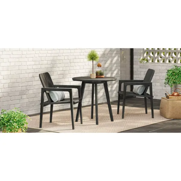 3pc Wood Patio Bistro Set - Black - Smith & Hawken™