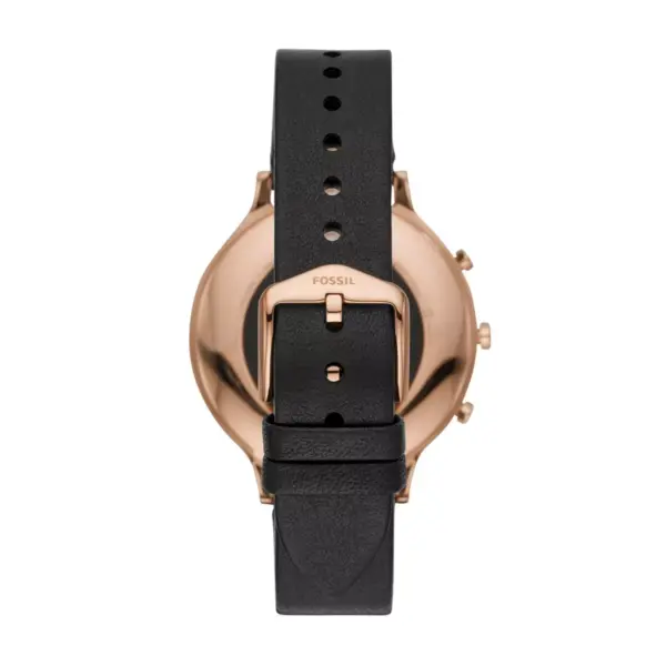 Fossil Hybrid Smartwatch HR Charter 42mm - Rose Gold-Tone with Black Leather