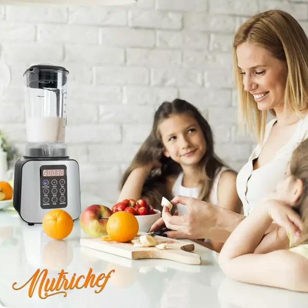 NutriChef NCBL1700 Professional Home Kitchen 5 Speed Digital Countertop Blender w/ 1.70 Liter Container, Pulse Blend and Timer for Smoothies and Soup