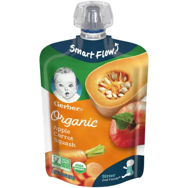 Gerber Sitter 2nd Foods Organic Apple Carrot & Squash Baby Food Pouch - 3.5oz