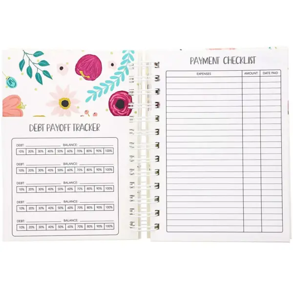 Paper Junkie 12 Month Money Budget Planner Spiral Organizer Notebook 24 Inner Pockets, 5"x7"