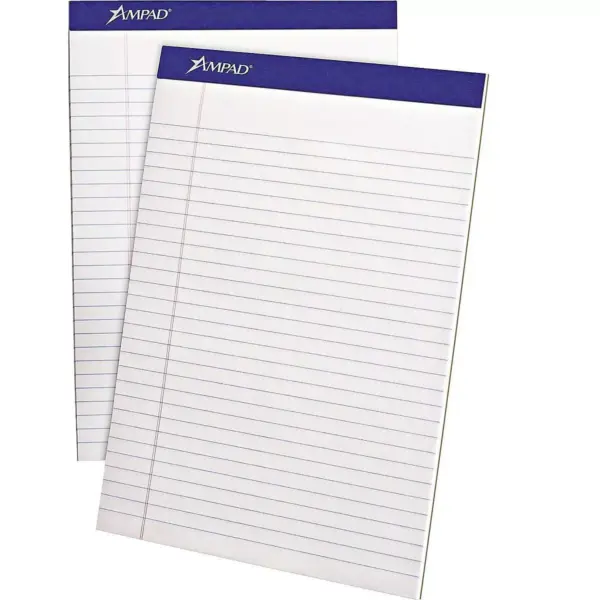 Ampad Perforated Writing Pad 8 1/2 x 11 3/4 White 50 Sheets Dozen. 20320