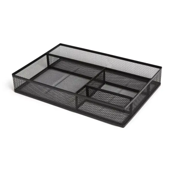 MyOfficeInnovations 4 Compartment Mesh Drawer Organizer, Matte Black 24402479