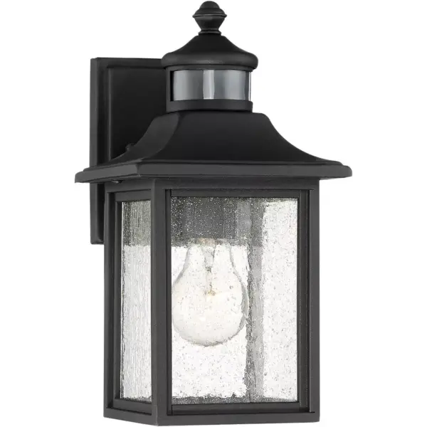 John Timberland Outdoor Wall Light Fixture Black Steel 11 1/2" Seedy Glass Motion Security Sensor for Exterior House Porch Patio Deck