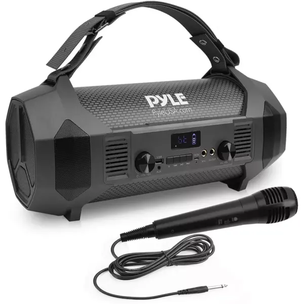 Pyle PBMSPG122 600 Watt Bluetooth Portable Boombox Karaoke Speaker System with Handheld Microphone and Built In Rechargeable Battery (2 Pack)