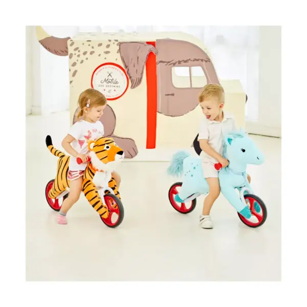 Wonder&Wise Kid's Animal Plush Toddler 20.5 Inch Tall Adjustable Training Balance Bike Ride On Toy, Ages 2 Years Old to 5 Years Old, Cheetah