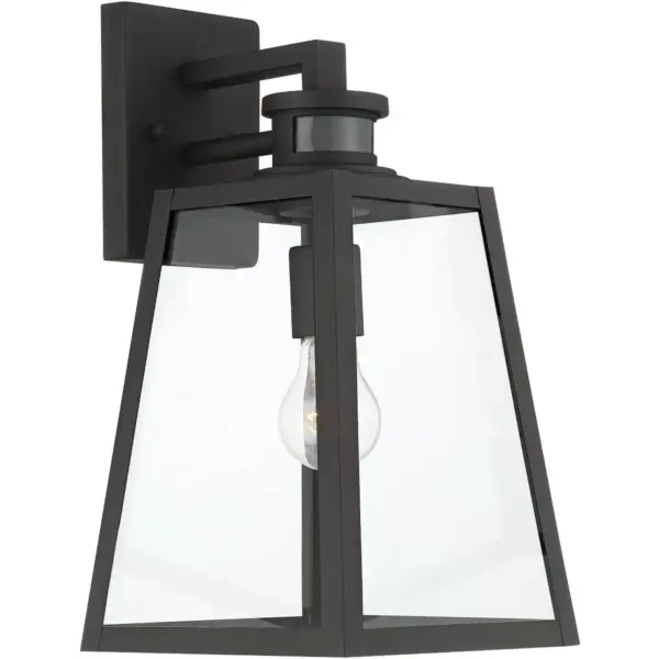 John Timberland Modern Industrial Outdoor Wall Light Fixture Black 14 3/4" Clear Glass Dusk to Dawn Motion Sensor for Porch Patio