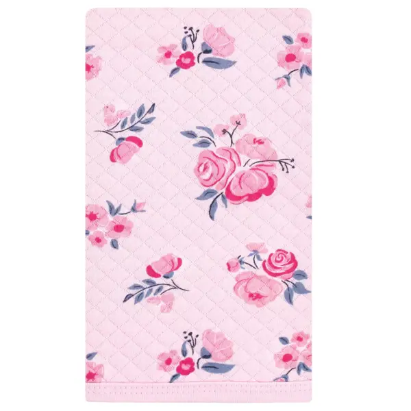 Hudson Baby Infant Girl Quilted Burp Cloths 10pk, Pink Navy Floral, One Size