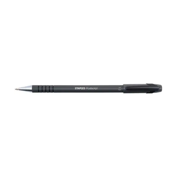 Staples PostscriptBallpoint Stick Pens Medium Point Black Dozen 18268