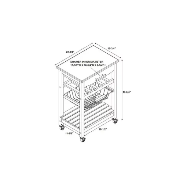 Powell Zoey 22 3/4" Wide Gray Wood and Stainless Steel Kitchen Cart