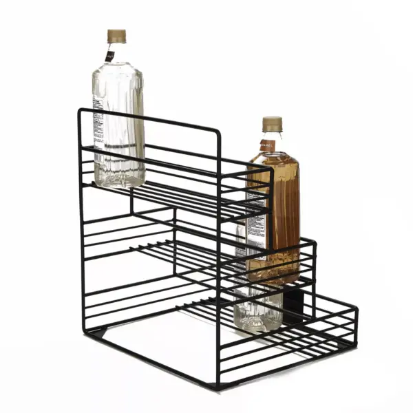 Mind Reader Black Iron 4 Compartment 12 Bottle Organizer Holder