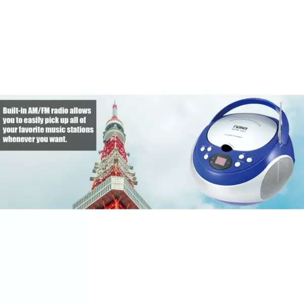 Naxa Portable CD Player with AM/FM Stereo Radio in Blue