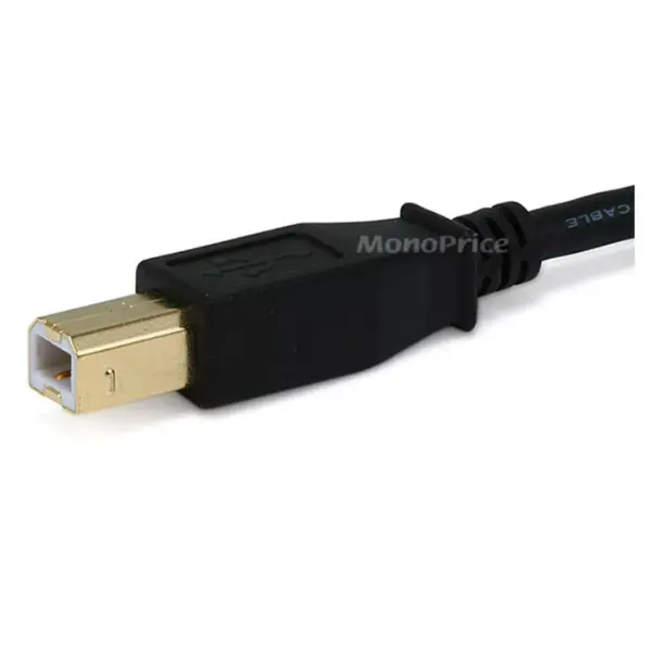 Monoprice USB 2.0 Cable - 15 Feet - Black | USB Type-A Male to USB Type-B Male, 28/24AWG with Ferrite Core, Gold Plated