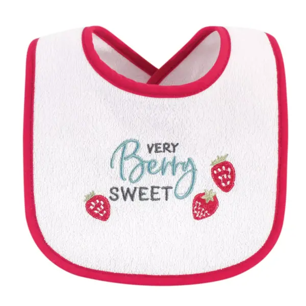 Hudson Baby Infant Girl Cotton Terry Drooler Bibs with Fiber Filling 10pk, Food Girl, One Size