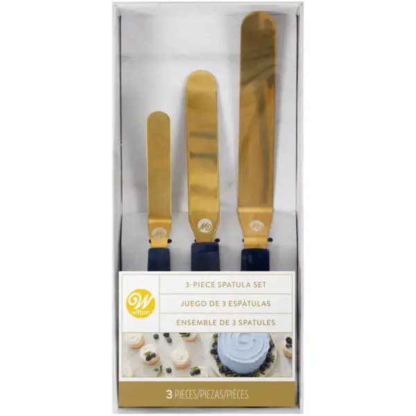 Wilton 3pc Icing Spatula Set Navy Blue/Gold