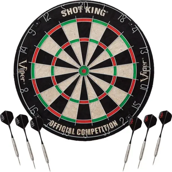 Viper 42-6002 Shot King 18 Inch Bristle Sisal Fiber Dart Board with 6 Darts