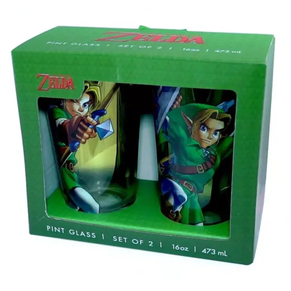 Just Funky The Legend of Zelda Link 16oz Pint Glass Set of 2