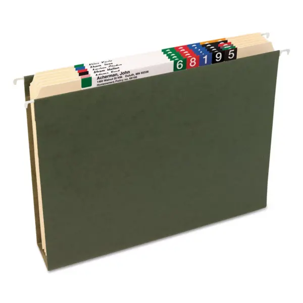 Smead Two Inch Capacity Box Bottom Hanging File Folders Letter Green 25/Box 65090