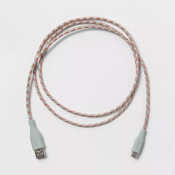 heyday™ 4' USB-A to USB-C Braided Cable - Misty Blue