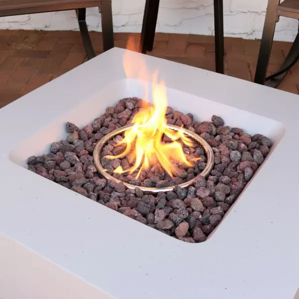 Sunnydaze Contempo Outdoor Propane Gas Fire Pit Bowl with Weather-Resistant Durable Cover and Lava Rocks - 34" Square