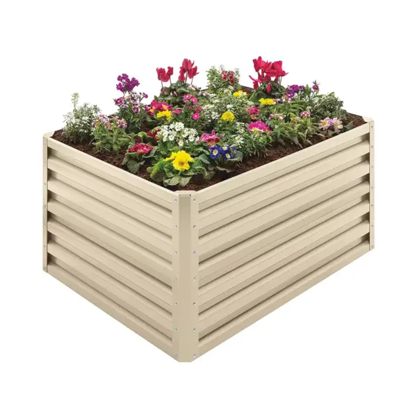 Stratco Raised Steel Metal Outdoor Decor Rectangular Tall Vegetable Garden Herb Bed Planter Box 20 Cubic Feet Capacity, 46 x 35 x 62 Inches, Beige