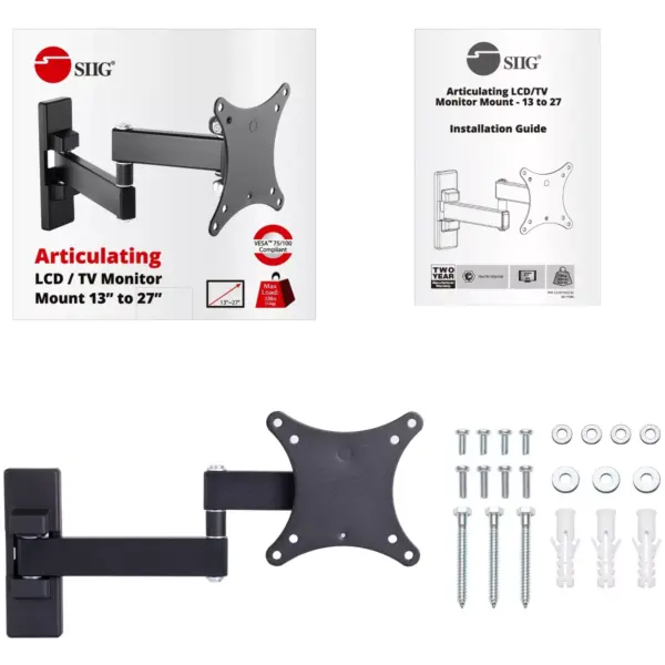 SIIG Mounting Arm for LCD Monitor, TV - Black - 2 Display(s) Supported27" Screen Support - 33 lb Load Capacity