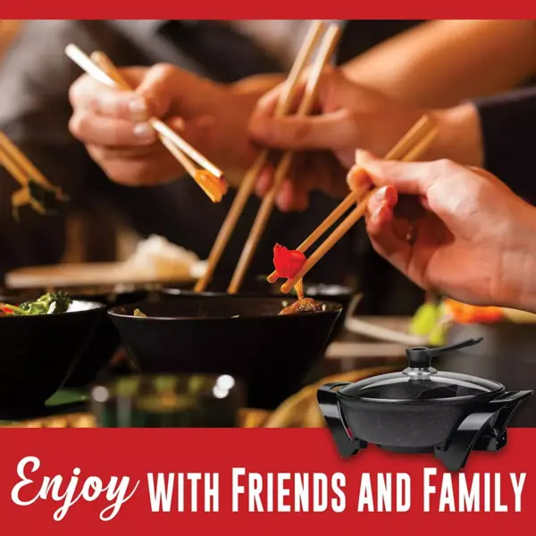 Brentwood Electric 6 Quart 1600 Watt Nonstick Adjustable Temperature Shabu Shabu Cooking Hot Pot for Japanese, Korean, Chinese, & Asian Cuisine, Black