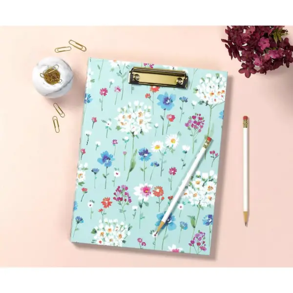 Day Designer Clipfolio with Writing Pad Field of Daisies - Blue Sky