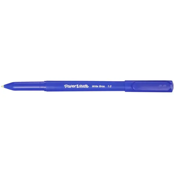 Paper Mate Write Bros. Ballpoint Stick Pen, 1.0 mm Medium Tip, Blue Ink/Barrel, pk of 60