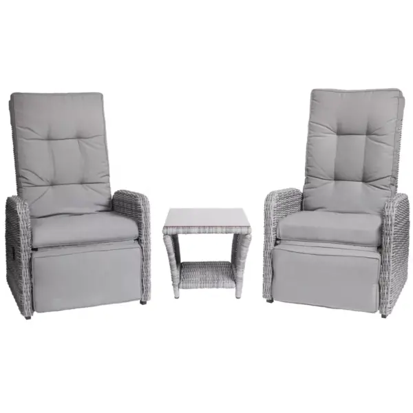 Vallauris 3pc Reclining Outdoor Patio Seating Set - Adore Decor