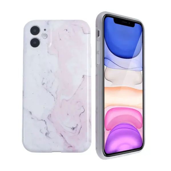 Glossy Marble Case For iPhone 11 6.1 inch (2019), Soft Flexible Slim TPU Gel Rubber Smooth Cover, Shockproof and Anti-Scratch, Pink Marble by Insten