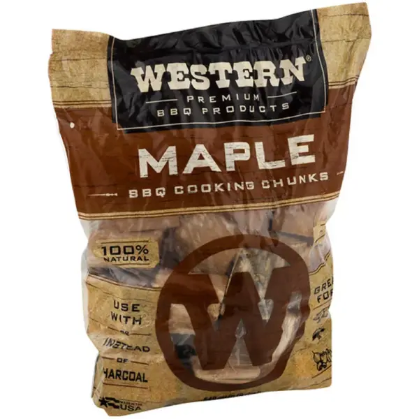 Western BBQ Maple Barbecue Flavor Wood Cooking Chunks for Grilling and Smoking Poultry, Pork, and Vegetables (2-Pack)