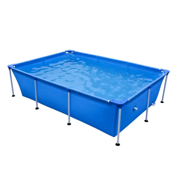 JLeisure Avenli 17818 Outdoor Backyard 8.5 x 6 x 2 Feet Above Ground Rectangular Steel Frame Pool with Repair Kit for Kids and Adults, Blue