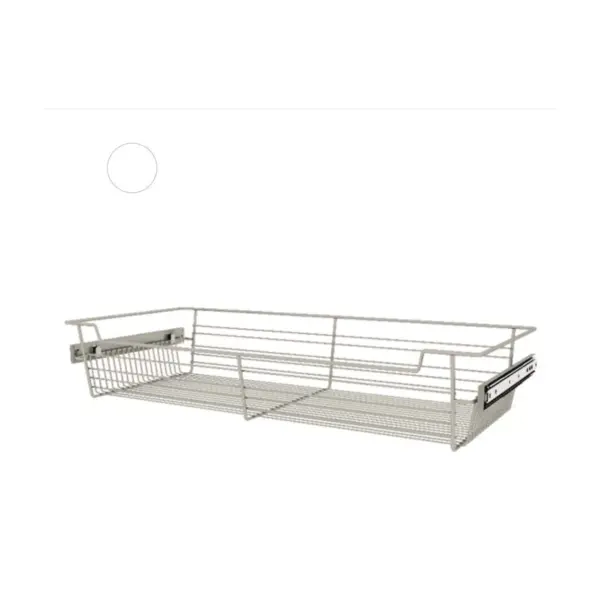 Rev-A-Shelf Sidelines CBSL-301405SN-3 30 Inch Satin Nickel Wire Pullout Storage Basket Bin Organizer for 14 Inch Deep Closet Cabinet (3 Pack)