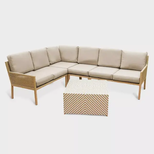 Riviera 5pc Wicker Patio Sectional Set - Tan - Leisure Made