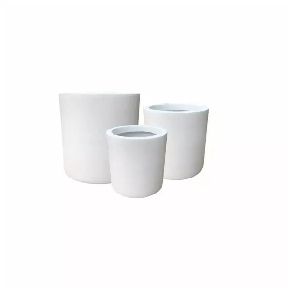 Set of 3 Kante Lightweight Concrete Modern Cylinder Outdoor Planters Pure White - Rosemead Home & Garden, Inc.