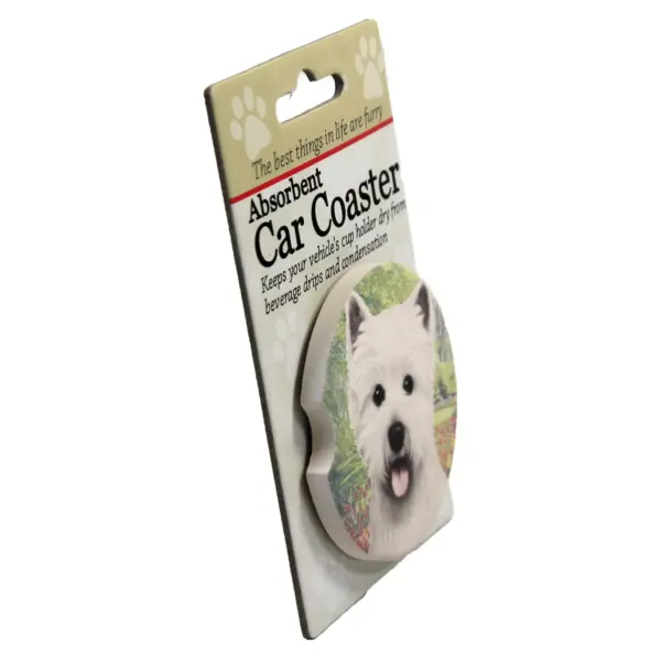 Car Coaster 2.5" West Highland Terrier Absorbant E & S Pet  -  Coasters