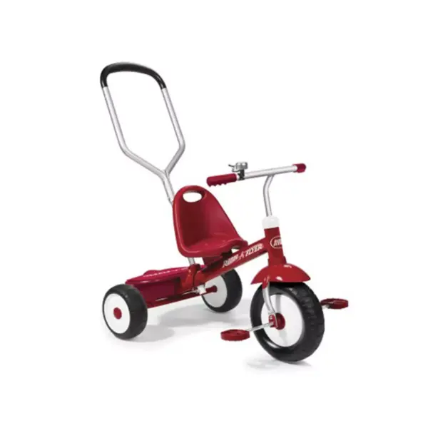 Radio Flyer Deluxe Steer and Stroll Kids Outdoor Recreation Bike Tricycle, Red