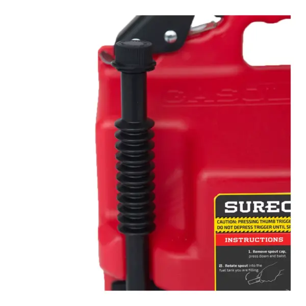 SureCan Self Venting Easy Pour Nozzle 2 Plus Gallon Flow Control Gas Can, Red