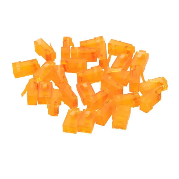 Monoprice 8P8C RJ45 Plug With Inserts For Solid Cat6 Ethernet Cable - Orange (100 pcs/pack) Gold Plated Contacts