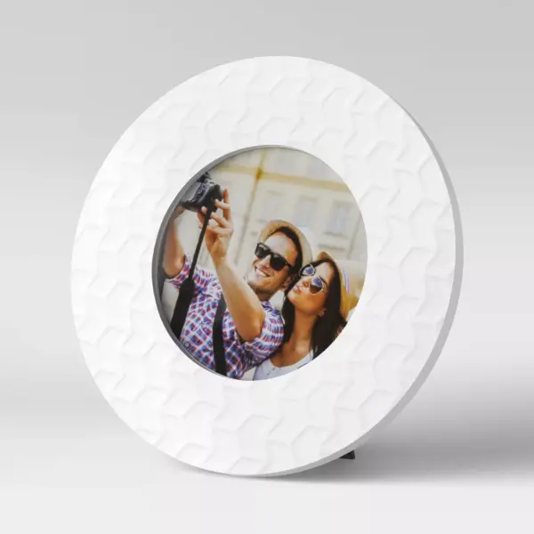 4" x 4" Round Textured Single Image Frame White - Room Essentials™