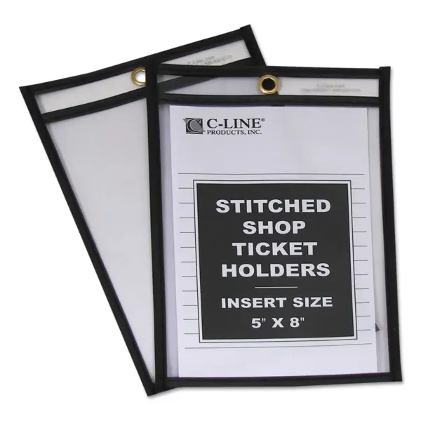 C-Line Shop Ticket Holders Stitched Both Sides Clear 25" 5 x 8 25/BX 46058