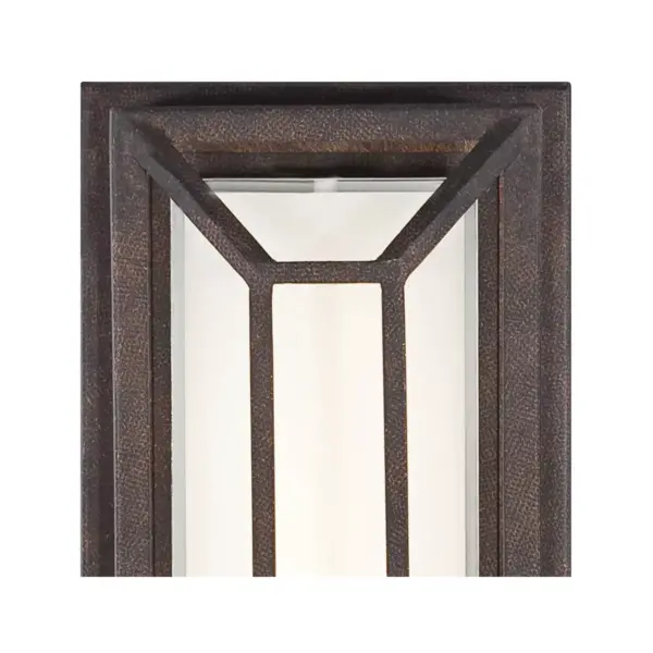 Possini Euro Design Modern Outdoor Wall Light Fixture LED Painted Bronze Geometric 12" White Etched Glass for Exterior House Porch