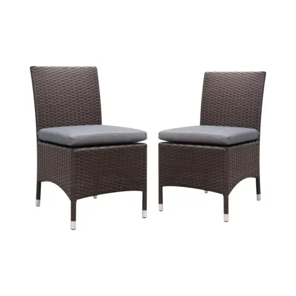 2pc Chadwick All Weather Wicker Patio Side Chairs Brown/Gray - miBasics