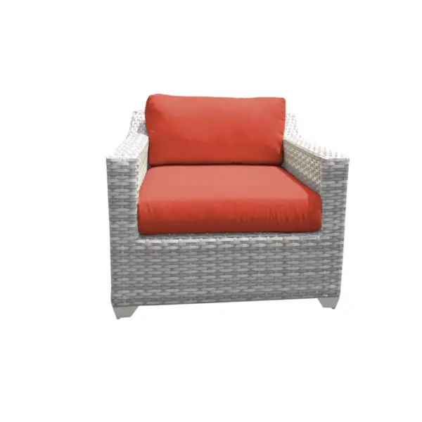 Fairmont 8pc Patio Sectional Seating Set with Club Chairs & Cushions - Tangerine - TK Classics