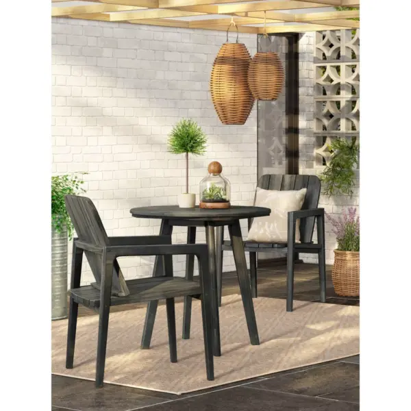 3pc Wood Patio Bistro Set - Black - Smith & Hawken™