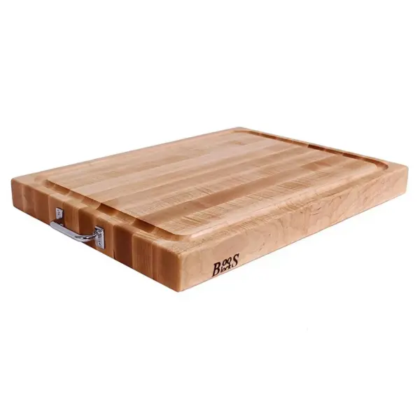 John Boos Block RAFR2418 24 x 18 Inch Edge Grain Maple Wood Reversible Cutting Board with Fluid Channels & Side Handles