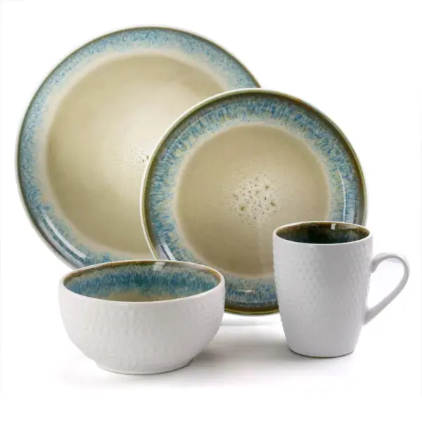 16pc Stoneware Blue Sugar Dinnerware Set - Elama