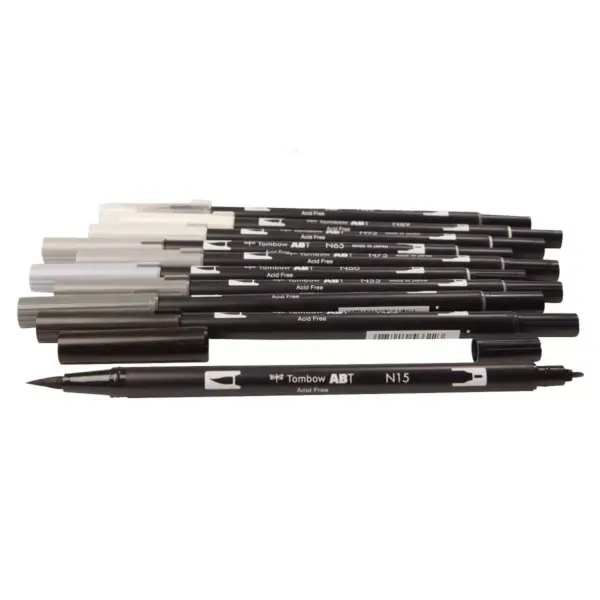 Tombow 10ct Dual Brush Pen Art Markers - Grayscale